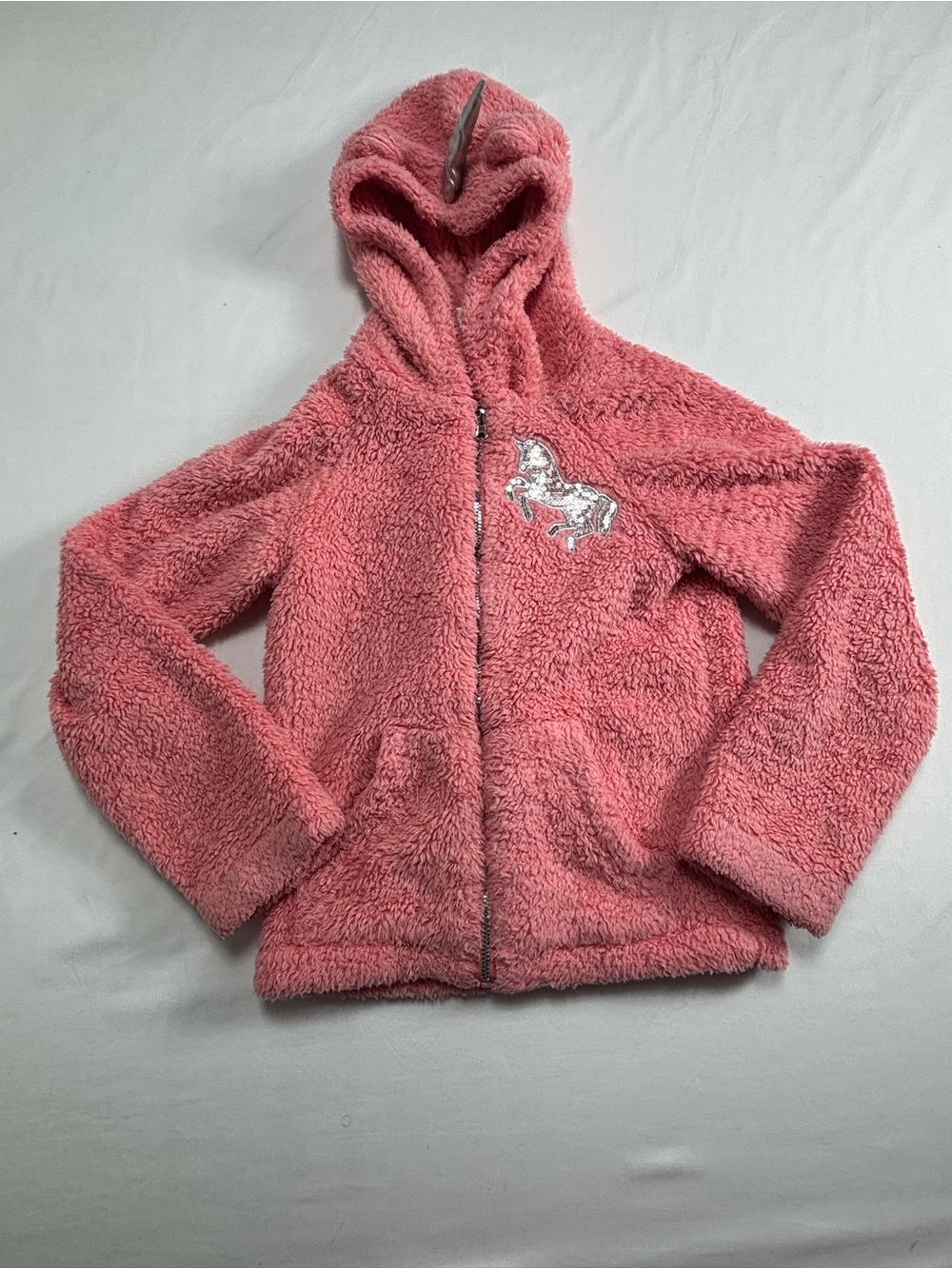 Little Lass Plush Hooded Zip Jacket - Pink